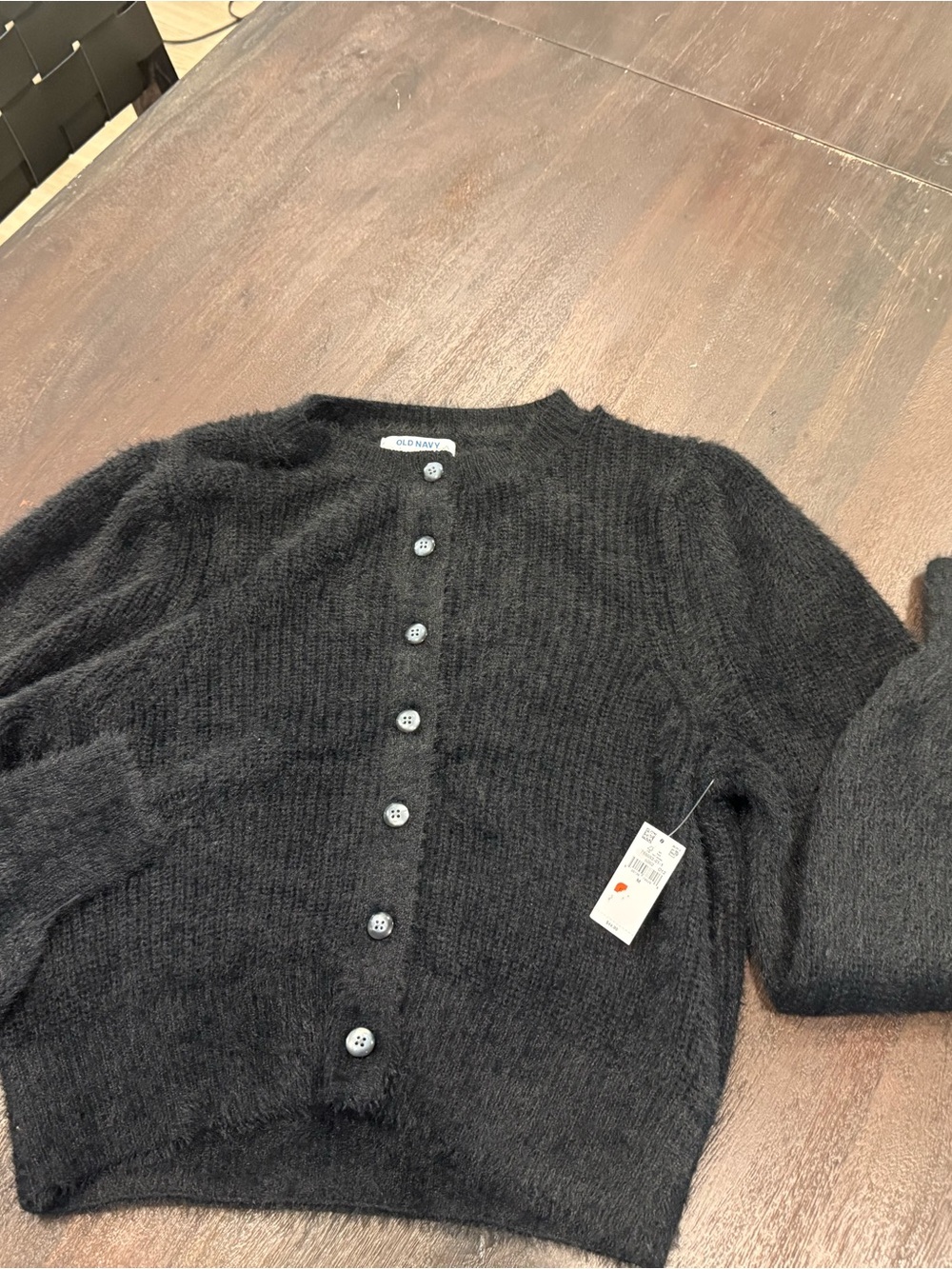 Old Navy Black Fuzzy Button-Up Women's Cardigan